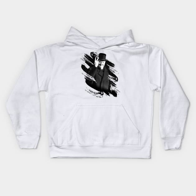 Winston Churchill. Black and white Kids Hoodie by CrimsonsDesign